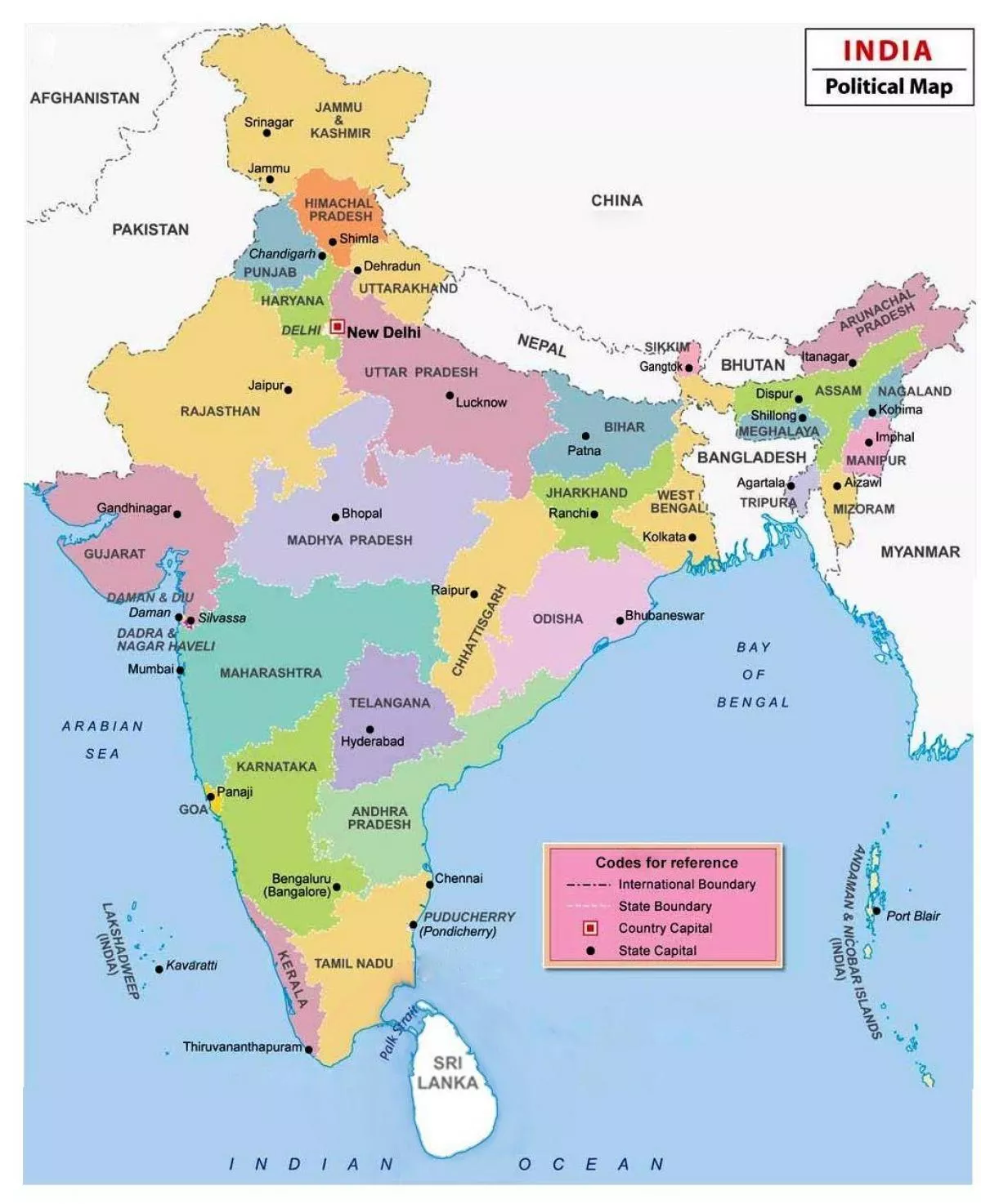 stany w indiach mapa